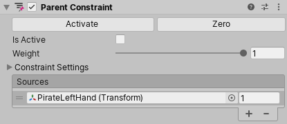 Parent Constraint コンポーネント