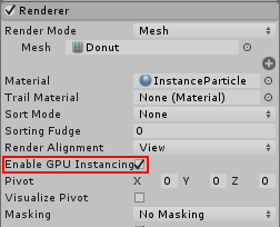 Renderer モジュールでパーティクルシステムの GPU インスタンシングを有効にするオプション