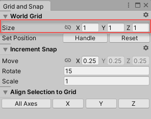 Grid and Snap ウィンドウの World Grid セクション