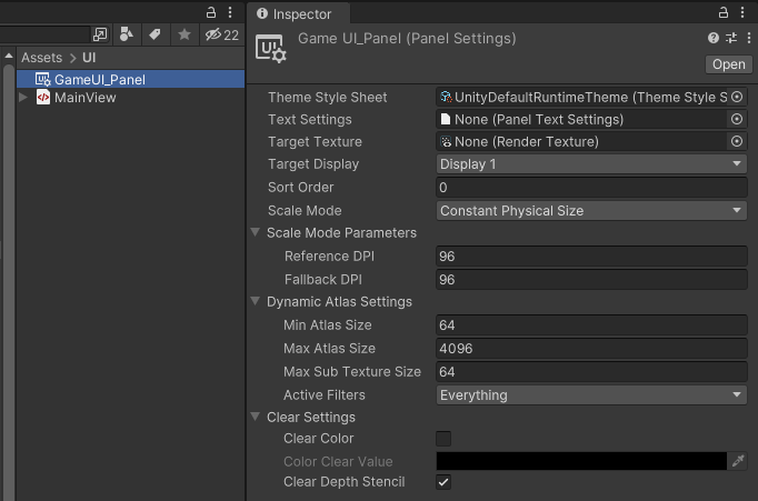 デフォルトの PanelSettings を変更する必要はありません。