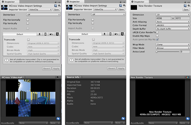 レンダーテクスチャーが No depth buffer に設定された状態