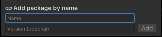 パッケージ名とパッケージバージョン (任意) を入力し、Add をクリックします。