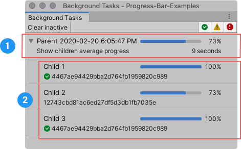 Background Tasks ウィンドウのサブタスク