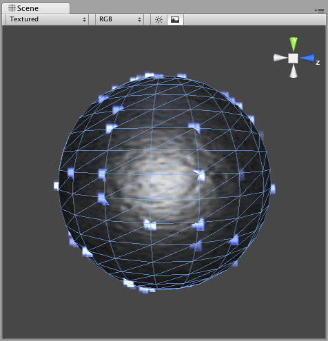 Interpolate Triangles をオフにした球体（デフォルト）