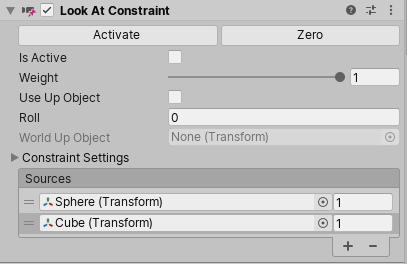 Look At Constraint コンポーネント