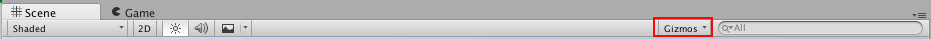 씬 뷰의 Gizmos 버튼