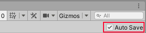 프리팹 모드에서 씬 뷰의 오른쪽 상단 모서리에 있는 Auto Save 토글