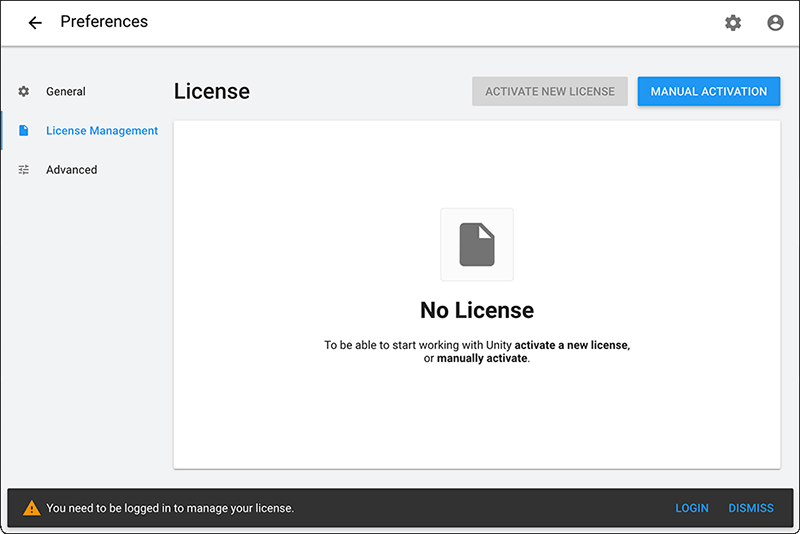 Unity Hub > 환경 설정 > 라이선스 관리