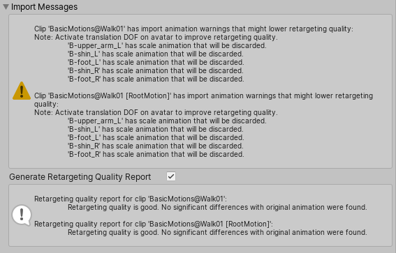 애니메이션 임포트 경고 메시지