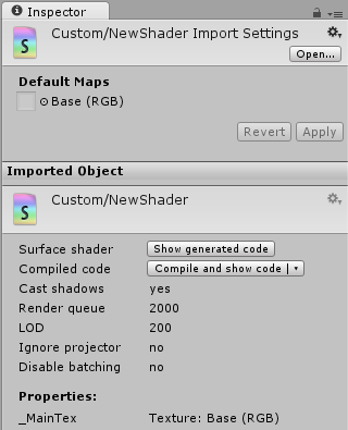 Shader inspector.