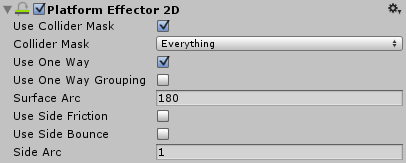 The Platform Effector 2D Inspector