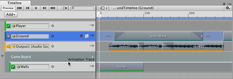 Release the mouse button when the white insert line appears within the Track group