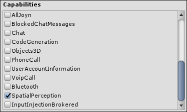 System capability settings found in Publishing Settings panel