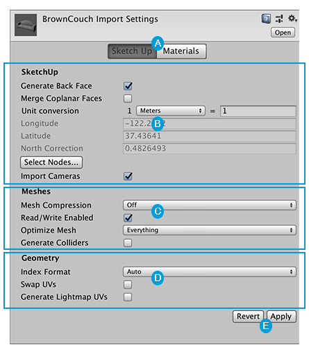 The SketchUp Import Settings window