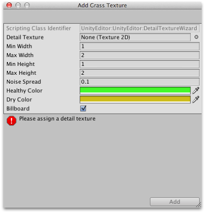 Окно Add Grass Texture