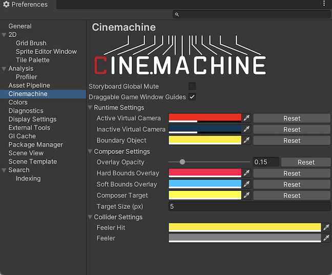 Package-specific preferences appear in the scope list