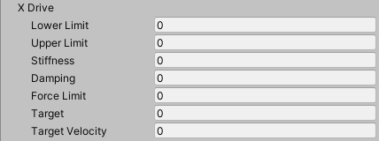 Joint drive properties in the Inspector.