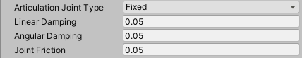 Joint type properties in the Inspector.