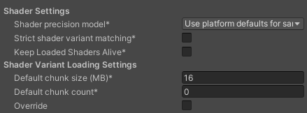 Shader settings for Embedded Linux