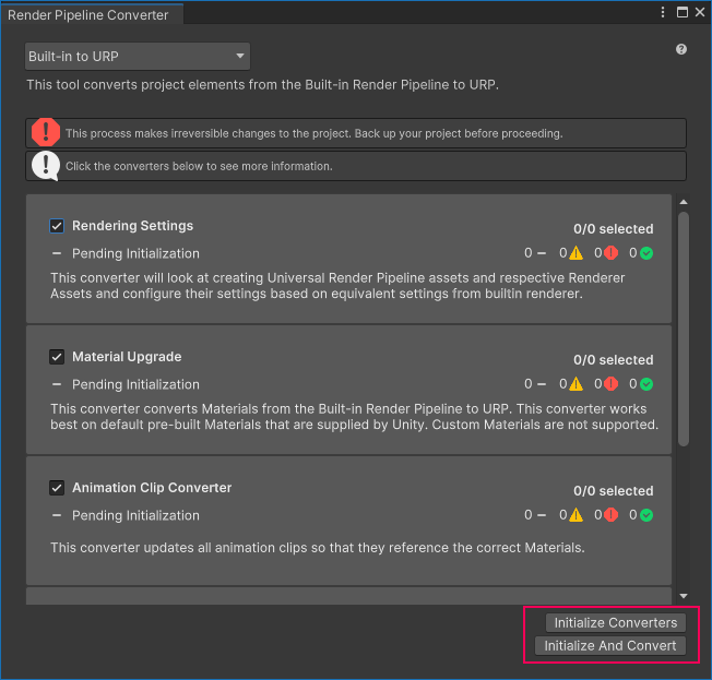 Initialize converters